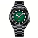 Relógio De Quartzo Masculino Pulseira De Aço Inoxidável Resistente À Água 30m Esportivo Preto Verde