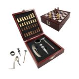 Kit Completo 2 Em 1 Para Degustação De Vinhos + Jogo Xadrez
