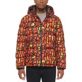 Jaqueta Acolchoada Masculina Tommy Hilfiger Laranja Com Logotipo Abstrato