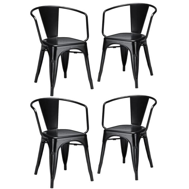 Kit - 4 X Cadeiras Iron Tolix Com Braços - Preto