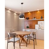 Conjunto Sala De Jantar Mesa Lisboa Madeira Maciça Com 4 Cadeiras Alloa Marrom/cinza