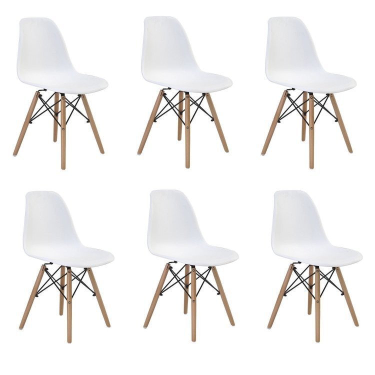 Conjunto 6 Cadeiras Eiffel Pp Base Madeira Branco