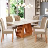 Sala De Jantar Agata 180 Cm Com 6 Cadeiras Fernanda Wood Off/mad/joli