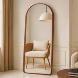 Espelho Emoldurado Mdf Fiore 182x81,6 Para Sala De Estar Castanho/espelhado