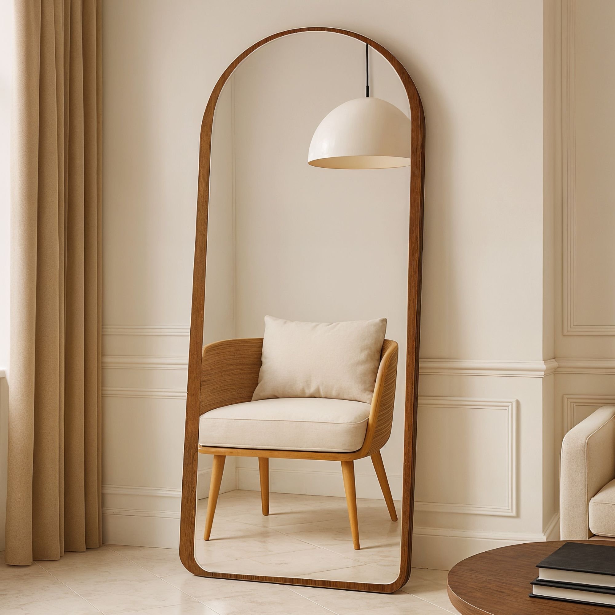 Espelho Orgânico 171x74cm Moldura Mdf Fiore Castanho