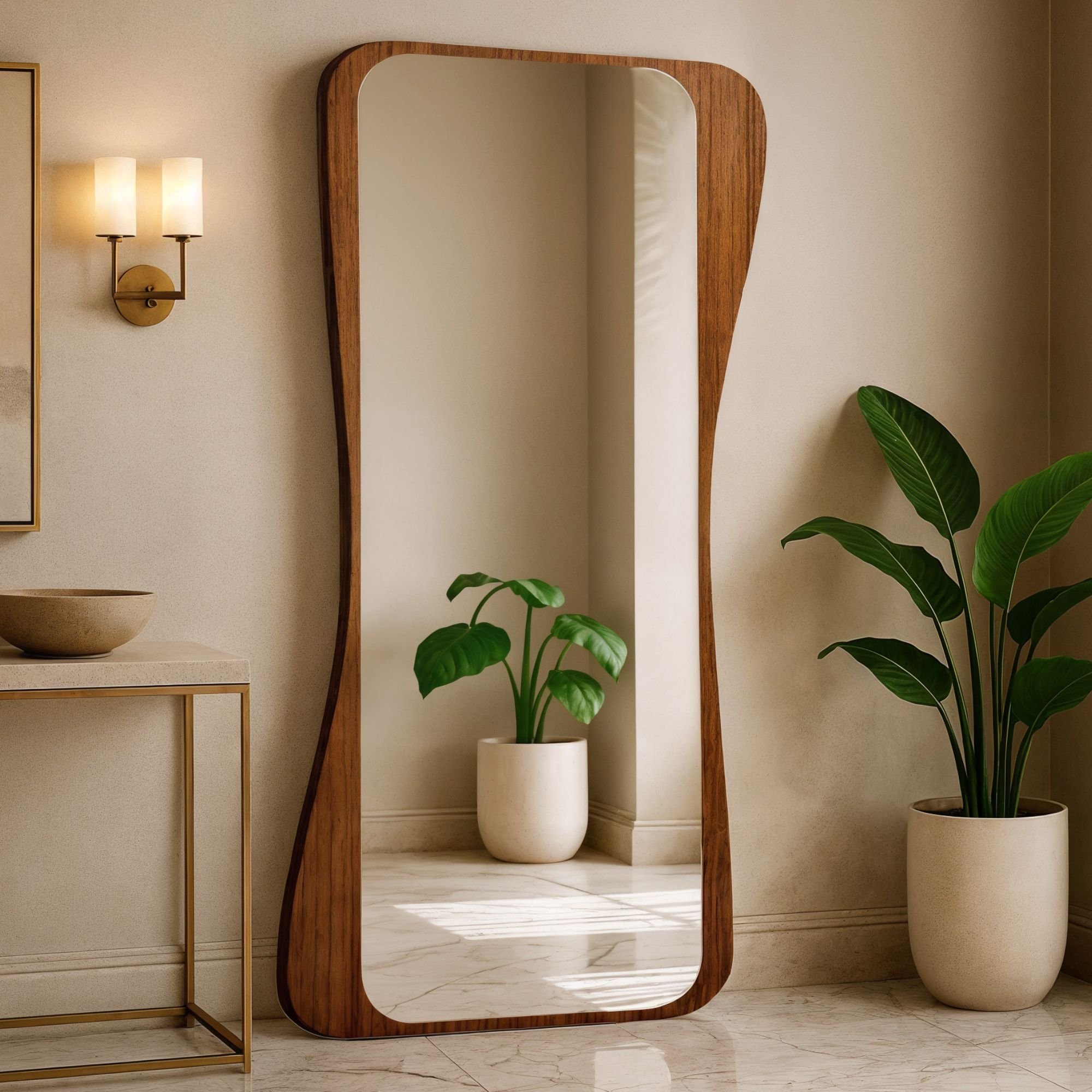 Espelho Moldura Mdf 182x96,6cm Encanto Castanho/espelhado