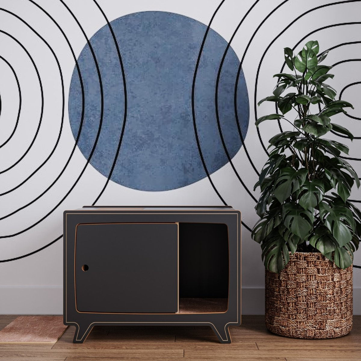 Banheiro Para Gatos Maia 36" - Com Bandeja Preto