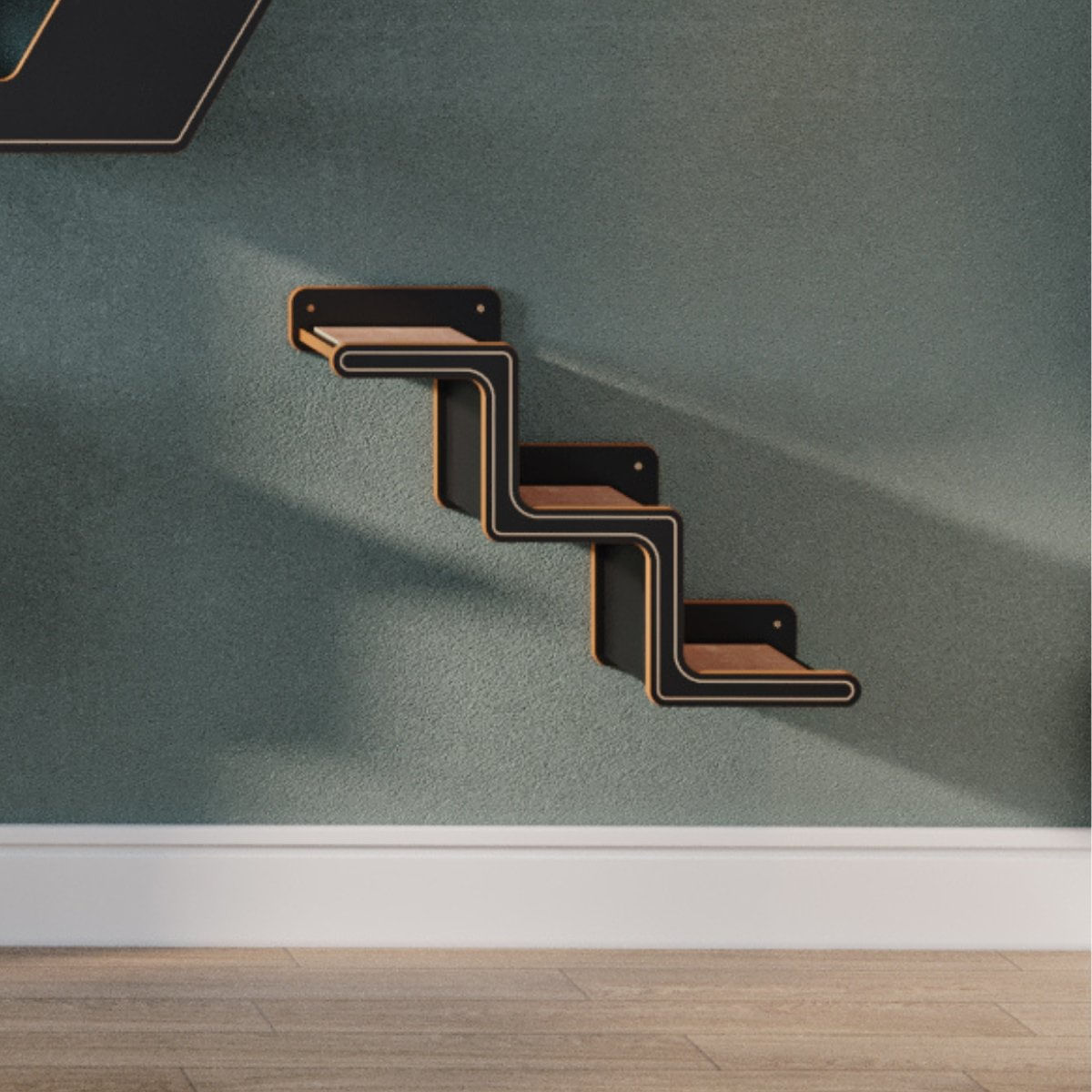 Escadinha Para Gatos Celine Preta 3 Degraus - Subindo Para Esquerda Preto