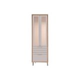 Paneleiro De Cozinha Cristaleira Eloise C- 3 Portas (2 C- Vidro Reflecta E 1 Basculante) E 1 Gaveta 70m Freijo-off White - Mgm
