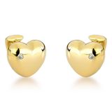 Brincos De Coração Com Zircônia - Banhados A Ouro 18k Para Sofisticação Diária Dourado