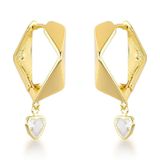 Brincos De Argola Com Pingente De Coração Em Zircônia - Banhados A Ouro 18k Dourado