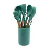 Conjunto De Utensílios De Cozinha De Silicone 8 Peças Verde Escuro