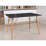 Mesa Jantar Retangular Eiffel 120 X 90cm Preta + 4 Cadeiras Eames Eiffel Furadinha Preta