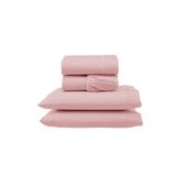Jogo De Lençol Versátil Ponto Palito Completo 4 Peças Casal Micropercal Rosa