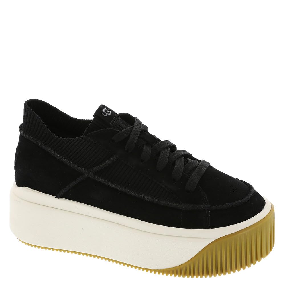 Tênis Ugg Ez-duzzit Lace Feminino Em Camurça Preta Com Plataforma