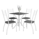 O Conjunto De Mesa Quadrada Brisa Com 4 Cadeiras Estofadas Fabone