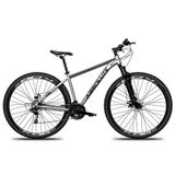 Bicicleta Aro 29 Absolute Nero 5 Alumínio 27v K7 Freio Disco Mecânico Garfo Suspensão - Cinza Tam.19