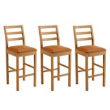 Conjunto 3 Banquetas Jade 02 Madeira Maciça Jcm Couro Caramelo