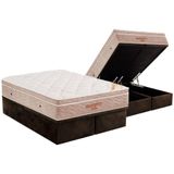 Cama Box Baú King Colchão Espuma D33 Ortobom Viscoelástico Apollo Viscomemory + Base Crc Suede Brown(186x198)