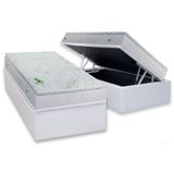 Conjunto Box Baú Solteiro Colchão Molas Luckspuma Ensacadas Maxi Dream + Base Crc Courano White (88x188)