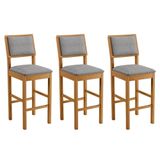 Conjunto 3 Banquetas Jade 04 Madeira Maciça Jcm Linho Cinza