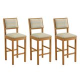 Conjunto 3 Banquetas Jade 04 Madeira Maciça Jcm Linho Bege