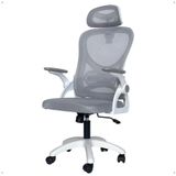 Cadeira Office Giratória Columbus Altura Regulável Sistema Relax Apoio Cabeça Assento Confortável Tela Mesh Branco/cinza - Lojas Rpm