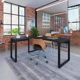 Mesa De Escritório Em L Miguel Preta 150 Cm