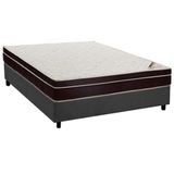 Cama Box Casal Colchão Ortopédico Ortobom Exclusive + Base Crc Suede Gray 138x188