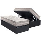 Conjunto Box Baú Solteiro Colchão Espuma Paropas D28 - Master Prata Double Face 25 + Base Crc Suede Gray (88x188)