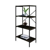 Estante Com 4 Prateleiras Tub Carvalho Dark E Preta 60 Cm