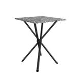 Mesa De Jantar Quadrada Com Tampo De Granito Léia Preta Brilhante 70 Cm