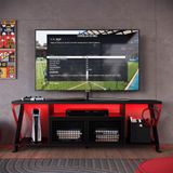 Rack Gamer Para Tv Até 60 Polegadas Linus Com Led 2 Pt Preto E Vermelho