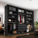 Guarda-roupa Closet Monreale 100 % Mdf 3 Gv Preto 237 Cm