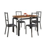 Conjunto De Mesa Retangular Com Tampo De Mdp Marrom Copenhague E 4 Cadeiras Monterrey Revestimento Sintético Florido Preto E Branco