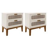 Kit 2 Mesas De Cabeceira Santorini 2 Gavetas 60 Cm Off White - Off White