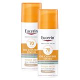 Kit 2 Eucerin Sun Oil Control Tinted Médio Fps 70 Protetor Solar Facial 50g