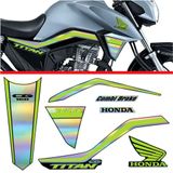 Kit Holográfico Para Moto Honda Cg Titan 160 Anos 2018 A 2020 Amarelo