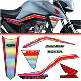 Kit Holográfico Para Moto Honda Cg Titan 160 Anos 2018 A 2020 Vermelho Vermelho