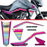 Kit Holográfico Para Moto Honda Cg Titan 160 Anos 2018 A 2020 Pink Pink