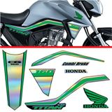 Kit Holográfico Para Moto Honda Cg Titan 160 Anos 2018 A 2020 Verdes Verde