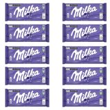 Chocolate Milka Leite Alpino Barra Kit Com 10 Unid De 100g
