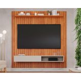 Home P/tv Até 55 Pol Caravelas C/bancada E Prateleira Ripado 134x185cm Cinamomo/off White - Permóbili