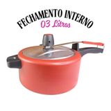 Panela De Pressão Antiaderente Cereja Cabo De Baquelite 3l
