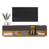 Rack Moderno Com Led 03 Gavetas 180cm Mel Grafite Proddy Mel Grafite