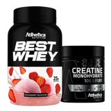Best Whey Isolado Gourmet Morango 900g Creatina - Atlhetica