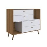 Comoda Multiuso 04 Gavetas 02 Nichos 110cm Branco Mel Proddy