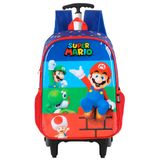 Mochila Super Mario Bros Rodinhas Escolar Infantil Vermelho