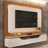 Painel Para Tv De Até 70" Treviso Ripado Com Led Off White Freijó - Fabrica 1 Móveis