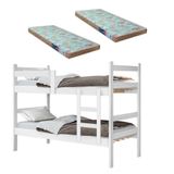 Beliche Porto Gabrielli 100% Mdf Com Escada Branco Vira 2 Camas Solteiro + 2 Colchão Solteiro